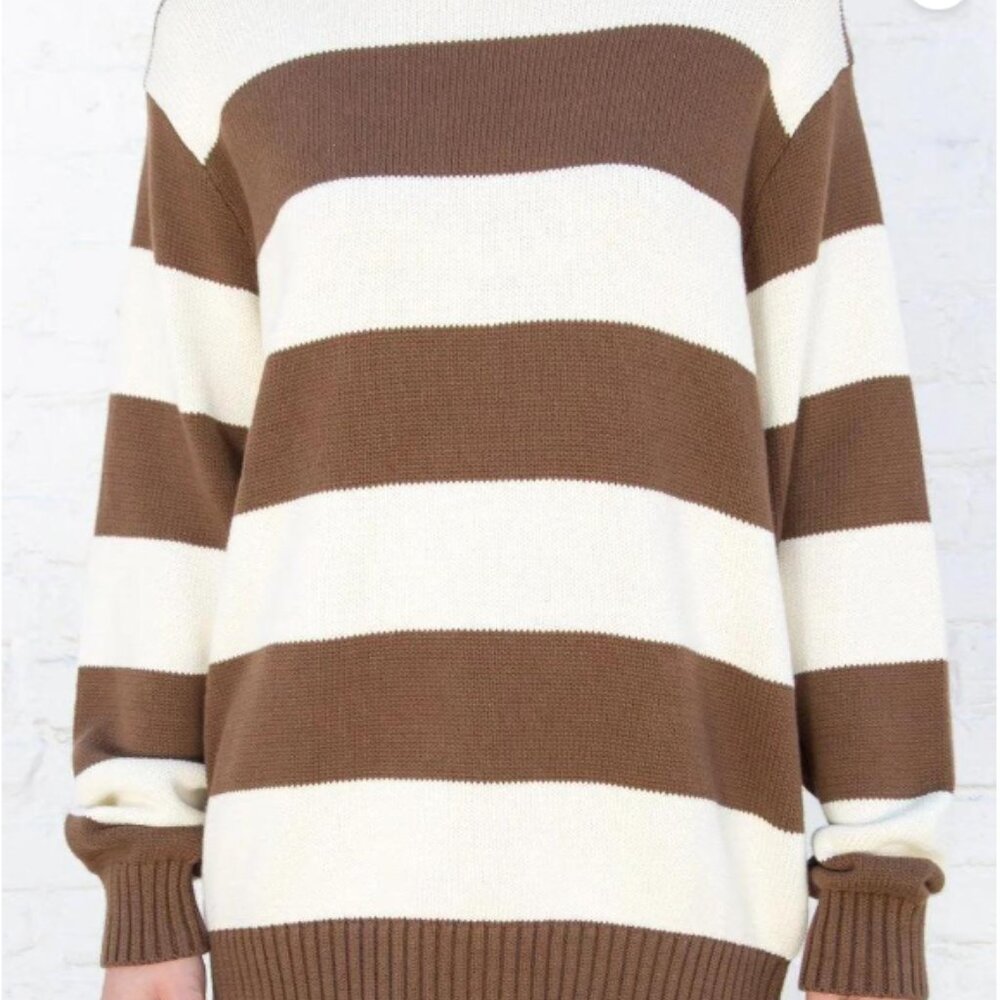 Brandy Melville Women's Brown and White Jumper